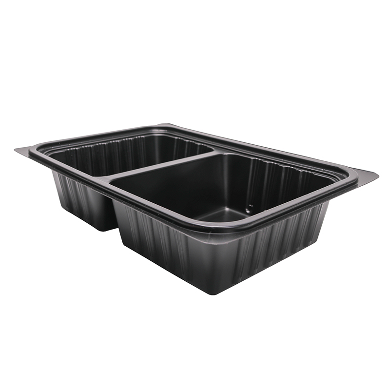 BOPS蓋黑色方形兩格快餐盒